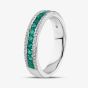 18ct White Gold Brilliant Cut Emerald & Diamond Half Eternity Ring R46030W-EM N