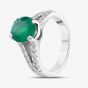 18ct White Gold 2.65ct Oval Cut Emerald & 0.46ct Brilliant Cut Diamond Split Shoulder Set Solitaire Ring RN33