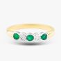 18ct Yellow Gold Brilliant Cut Emerald & Diamond Five Stone Ring 43680