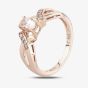 9ct Rose Gold Oval Morganite Solitaire Diamond Cross Over Shoulder Ring OJS0015R 