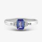  9ct White Gold Tanzanite & Diamond Shoulder Set Solitaire Ring BSR13864-TA 