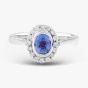 9ct White Gold Oval Cut Tanzanite & Brilliant Cut Diamond Halo Ring 10-80-567/25-04-228 N