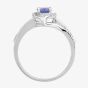 9ct White Gold Tanzanite Solitaire Open Diamond Shoulder Ring OJS0022R 
