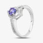 9ct White Gold Tanzanite Solitaire Open Diamond Shoulder Ring OJS0022R 