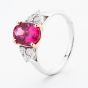 18ct White Gold Pink Tourmaline & Diamond Shoulder Set Solitaire Ring NTR2105PTD/1-8X10-18RWG