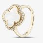 9ct Yellow Gold Mother Of Pearl & Diamond Clover Dress Ring 52H51-10