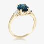 9ct Yellow Gold Oval Cut Blue Topaz Diamond Shoulder Ring DOM348