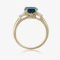 9ct Yellow Gold Oval Cut Blue Topaz Diamond Shoulder Ring DOM348