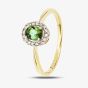 9ct Yellow Gold Green Tourmaline & Diamond Oval Cluster Ring GR605G