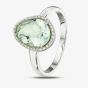 9ct White Gold Pear Cut Green Fluorite & Diamond Ring GR574G