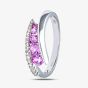 9ct White Gold Created Pink Topaz & 0.15ct Diamond Twist Ring PR07812W CRTD P.TPZ