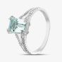 9ct White Gold Emerald Cut Aquamarine & Diamond Split Shoulders Ring PR07262W AQ