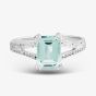 9ct White Gold Emerald Cut Aquamarine & Diamond Split Shoulders Ring PR07262W AQ
