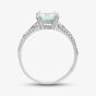 9ct White Gold Emerald Cut Aquamarine & Diamond Split Shoulders Ring PR07262W AQ