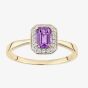9ct Yellow Gold Amethyst 0.08ct Diamond Cluster Ring DR1619YAM