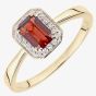 9ct Yellow Gold Garnet 0.08ct Diamond Cluster Ring DR1619YGT