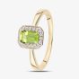 9ct Yellow Gold Peridot 0.08ct Diamond Cluster Ring DR1619YPD