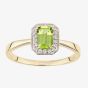 9ct Yellow Gold Peridot 0.08ct Diamond Cluster Ring DR1619YPD