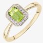 9ct Yellow Gold Peridot 0.08ct Diamond Cluster Ring DR1619YPD