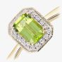 9ct Yellow Gold Peridot 0.08ct Diamond Cluster Ring DR1619YPD