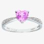 9ct White Gold Pink Cubic Zirconia Heart Shaped Ring PR07629W