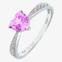 9ct White Gold Pink Cubic Zirconia Heart Shaped Ring PR07629W