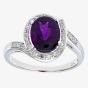 9ct White Gold Oval Amethyst & 0.10ct Diamond Ring PR07641W AM
