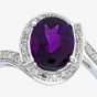 9ct White Gold Oval Amethyst & 0.10ct Diamond Ring PR07641W AM
