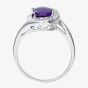 9ct White Gold Oval Amethyst & 0.10ct Diamond Ring PR07641W AM