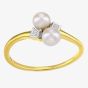 9ct Yellow Gold Pearl & Diamond Cross Over Ring PR12591YPRL