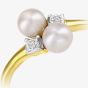 9ct Yellow Gold Pearl & Diamond Cross Over Ring PR12591YPRL