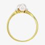9ct Yellow Gold Pearl & Diamond Cross Over Ring PR12591YPRL