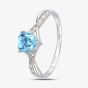 9ct White Gold Heart Cut Blue Topaz Diamond Set Shoulder Ring PR12710WBT