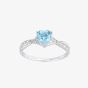 9ct White Gold Heart Cut Blue Topaz Diamond Set Shoulder Ring PR12710WBT