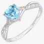 9ct White Gold Heart Cut Blue Topaz Diamond Set Shoulder Ring PR12710WBT
