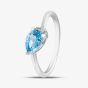 9ct White Gold Pear Cut Blue Topaz & Diamond Crossover Ring 4431-10