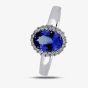 9ct White Gold 1.66ct Oval Tanzanite & 0.11ct Diamond Cluster Ring OJR0441-TA