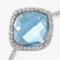9ct White Gold Cushion Cut Blue Topaz Diamond Set Shoulder Ring DR1503W BT