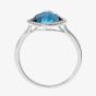 9ct White Gold Cushion Cut Blue Topaz Diamond Set Shoulder Ring DR1503W BT
