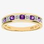 9ct Yellow Gold Amethyst & Diamond Channel Set Half Eternity Ring PR03027Y AM