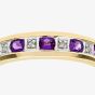 9ct Yellow Gold Amethyst & Diamond Channel Set Half Eternity Ring PR03027Y AM