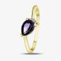 9ct Yellow Gold Pear Cut Amethyst & Diamond Crossover Ring 4431-10 AM