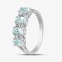 9ct White Gold Aquamarine & Diamond Half Eternity Ring R07494W AQ