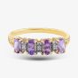 9ct Yellow Gold Amethyst & Diamond Half Eternity Ring R07494Y AM