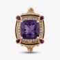 Ungar & Ungar 18ct Rose Gold Cushion Amethyst Diamond & Ruby Fancy Shoulder Cluster Ring  8RR31671DRuAm