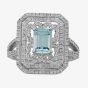 18ct White Gold Fancy Aquamarine and Diamond Cluster Ring NTR992AQD-18W N