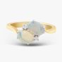 18ct Yellow Gold Oval Opal & Brilliant Cut Diamond Twist Ring 59210OPG6 M