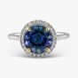 18ct White Gold 3.51ct Brilliant Cut Tanzanite & 0.12ct Diamond Halo Ring NTR2027GTZD-18YWG