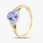 18ct Yellow Gold Oval Cut Tanzanite & Brilliant Cut Shoulder Set Solitaire Ring R6275Y-TZ N