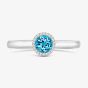 Tivon Classic 18ct White Gold 0.90ct Blue Topaz & 0.08ct Brilliant Cut Diamond Halo Ring RW-1656-BT